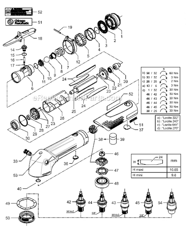 Page A Diagram and Parts List for CP3650-120AB5VK  Chicago Pneumatic Angle Grinder